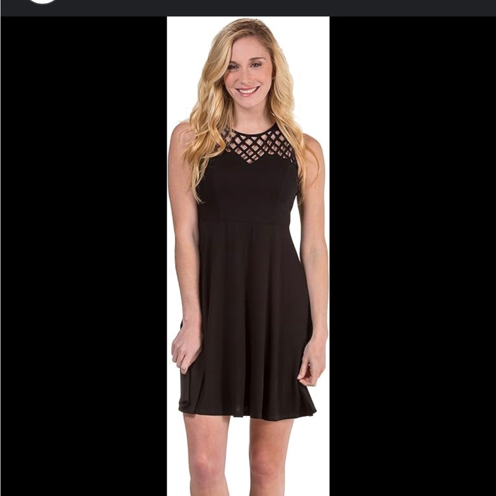 Sleeveless Criss Cross Rayon Blend Dress in Black